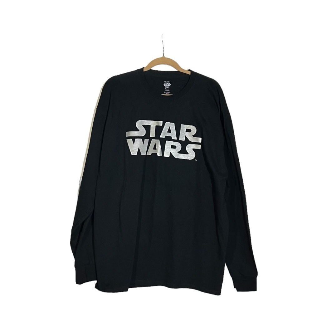 STAR WARS Long Sleeve Black Tee Size XXL Silver Logo
